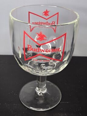 Vintage Budweiser "King of Beers" Thumbprint goblet beer glass UNUSED